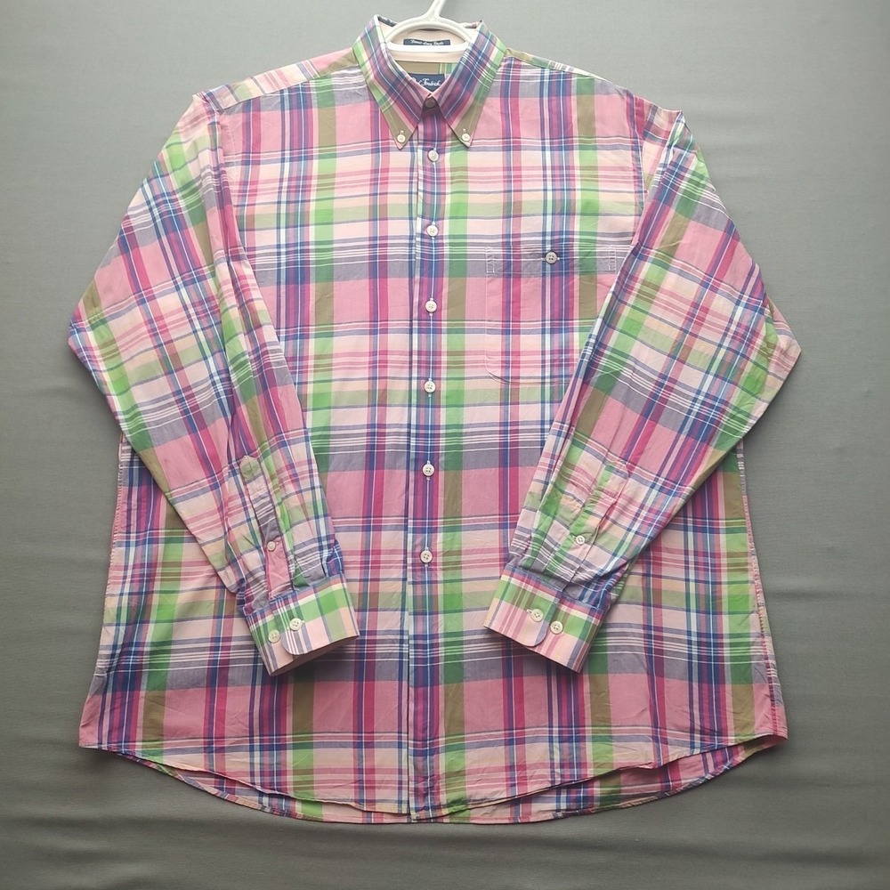 Paul Frederick Men's Multicolored Plaid Button Up Shirt Long Sleeve Large